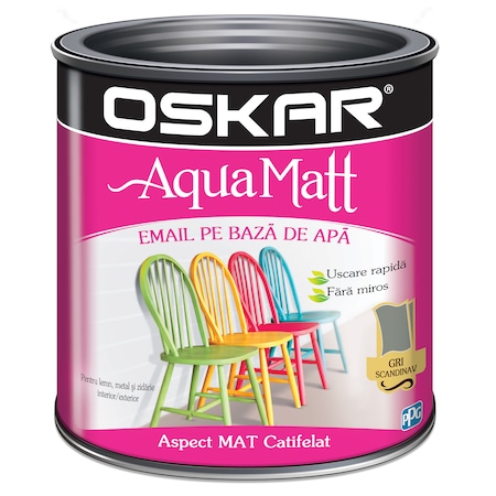 Oskar Aqua Matt vízbázisú zománcfesték, skandináv szürke, 0,6 l