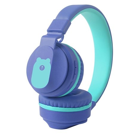 DinoPlay DP10 Pro Gyermek audio fejhallgató, vezeték nélküli, mikrofon, Bluetooth 5.0, kártyanyílás, rádió, gyermek hangerő védelmi funkció, AUX kábel csatlakozás, Music Share, sztereó, HIFI hang, kék