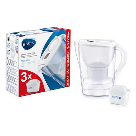 Brita BR1039273 Marella KezdĆ csomag: VĂzszƱrĆs kancsĂł, 2.4 l, FehĂ©r + 3 darab Maxtra+ szƱrĆ