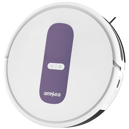 Robotporszívó amXea G1 White-Violet, giroszkópos navigáció, Wi-Fi alkalmazás, intelligens memória, több felület, vegytisztítás mosással, központi kefe
