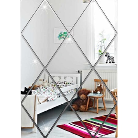 13 prémium PVC műanyag dekoratív tükör készlet, gyémánt rombusz alakú, 86 cm x 56 cm méretű, univerzális bel- vagy kültéri alkalmazás, Garami Shop®