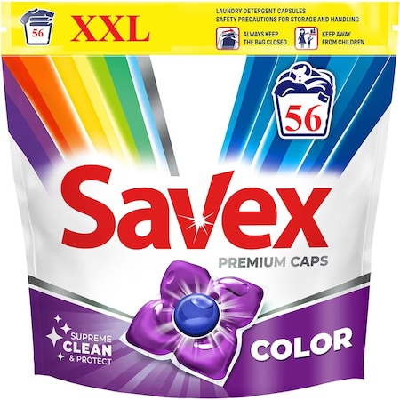 Mosószer Savex Premium Caps Color kapszula, erőteljes tisztítás, 56 kapszula