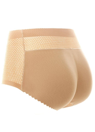 Testformáló bugyi push up-tal, csípőpárnákkal, poliészter/nylon, bézs, M, Bézs