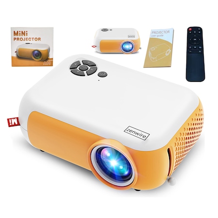 Projektor hordozható Zenwire A10 Miniprojektor LED FULL HD HDMI 1080p USB 1800lm 2000: 1 100 hüvelyk HDMI, SD kártya, USB