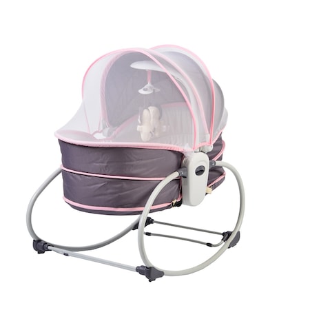 5 az 1-ben hintaszék vibrációval gyerekeknek és babáknak NOVOKIDS ™ Mastela Bassinet, Többfunkciós bölcső, babakocsivá és gyereküléssé alakítható, dalokkal, rovarhálóval, Lila