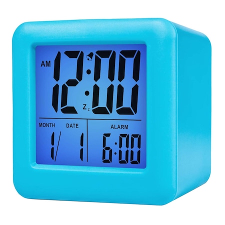 Digitális óra, RASK®, LED kijelző, idő, dátum, hőmérséklet, ébresztő és szundi funkció, éjszakai lámpa, fényérzékelő, kék