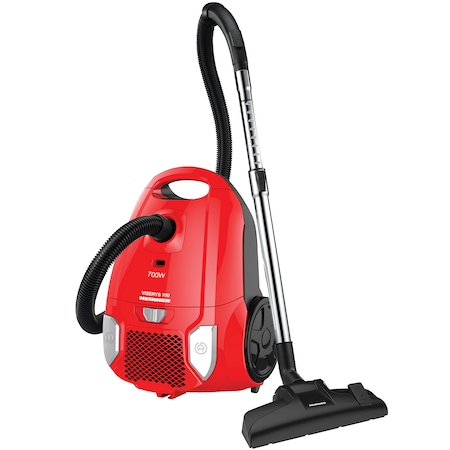Heinner HVC-MRD1400 zsákos porszívó, 700 W, textil zsák, 3 L, változó teljesítmény, HEPA 12, fém teleszkópos cső, Fekete