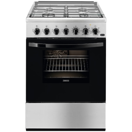 Zanussi ZCK67211XA tűzhely, Vegyes, 4 égős, Grill, Elektromos sütő, 6 funkciós, Elektromos gyújtás, 54 l, 60 cm, Rozsdamentes