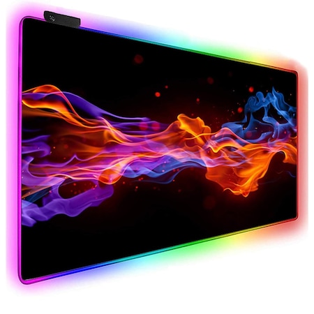 Játékos egérpad, JENUOS®, RGB világítás, 8 világítási mód, csúszásmentes, vízálló, 800*300* mm, fekete