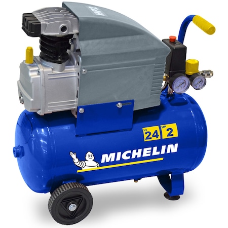 Michelin MB2420 professzionális egyfázisú légkompresszor, 1500 W, 220 V, 170 l/perc légáram, 24 l tartálykapacitás, 8 bar maximális nyomás