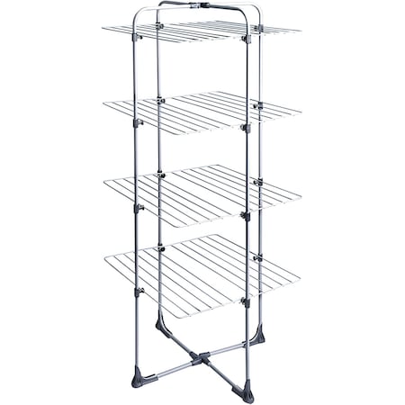 Amazon Basics FĂŒggĆleges ruhaszĂĄrĂtĂł, kompakt, 4 szintes, összecsukhatĂł, 64 x 64 x 153 cm, 33 m, szĂŒrke