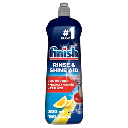 Finish Rinse & Shine Aid öblítőszer gépi mosogatáshoz, Citrom illat, 160 mosogatáshoz, 800ml