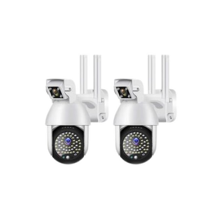 Vízálló okoskamera készlet, WI-FI / IP, Full HD 1080P, Két lencse, Négy antenna, Riasztó funkció, Éjszakai mód, 2 db, Fehér
