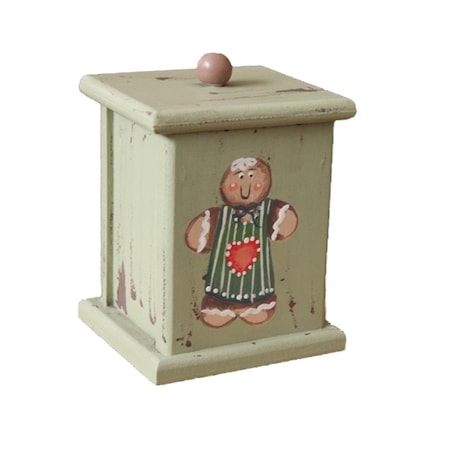 Kézzel festett fa edény, fűszerekhez, kávéhoz, cukorhoz, Multicolor, magassága 14 cm