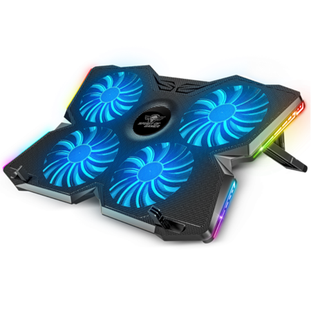 Spirit of Gamer Airblade 500 RGB Notebook hƱtĆpad, 17"-ig, 25dB, 4x12cm, RGB, 2xUSB2.0, Fekete