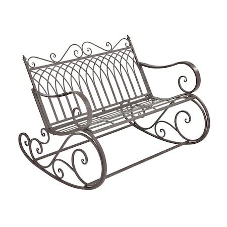 [en.casa]® Fém kerti hintaszék Greenough két személyes hintapad vintage kerti bútor 85 x 113 x 95 cm sötétzöld