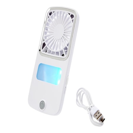 Hordozható RGB kézi ventilátor asztali ventilátor 3 sebességes USB csendes vízpermet 8 fénymód fehér
