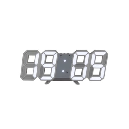 LED-es megvilágítású 3D digitális óra, Asztalra vagy falra, Nagy és tiszta kijelző, Riasztás/Dátum/Hőmérséklet, Fényerőszabályzó, USB vagy CR2023 elem, Fehér
