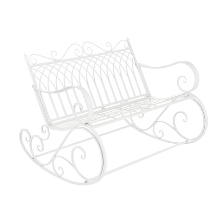[en.casa]® Fém kerti hintaszék Greenough két személyes hintapad vintage kerti bútor 85 x 113 x 95 cm fehér