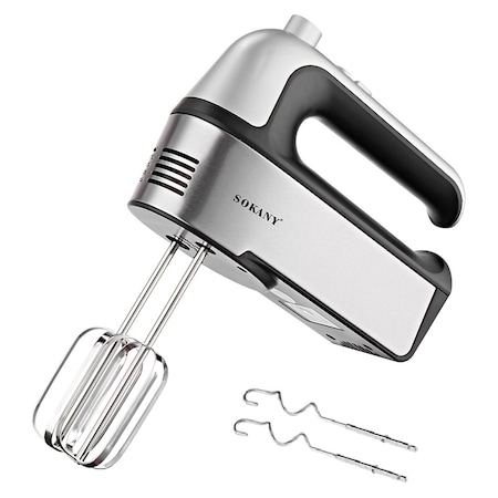 SOKANY SK-6630 kézi mixer, Turbó funkció, 5 sebesség, 4 tartozék, 800W, rozsdamentes acél
