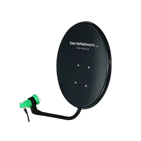 DenisNetwork Műholdas antenna teherautóhoz, kamionhoz, kempinghez, 45 cm, dupla alumínium tapadókoronggal, Lnb, iránytű, kábel 5 m, fekete