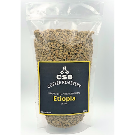 Speciális zöld kávébab, CSB Coffee Roastery, Ethiopia Yirgacheffe, 100% Arabica, 1 kg