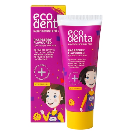 Ecodenta fogkrém, természetes, fogkő és fogszuvasodás ellen, málna ízű, gyerekeknek, 75 ml
