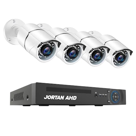 AHD videó megfigyelő rendszer, CCTV 4 kamerák, nagy látószögű HDMI, telefonalkalmazás, Jortan