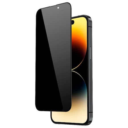 Top ADATVÉDELMI Fólia Apple iPhone 14 Pro Max készülékhez, Crystal kémkedés elleni biztonsági üveg, Slim Fit, Full 9H védelem, teljes felületen tapad, Optim Solution, Premium Tech