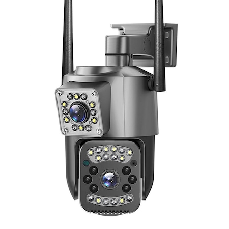 WiFi térfigyelő kamera, 8 mpx, 4K, dupla lencsék, ip66, 10x zoom. ptz, éjjellátó, fekete