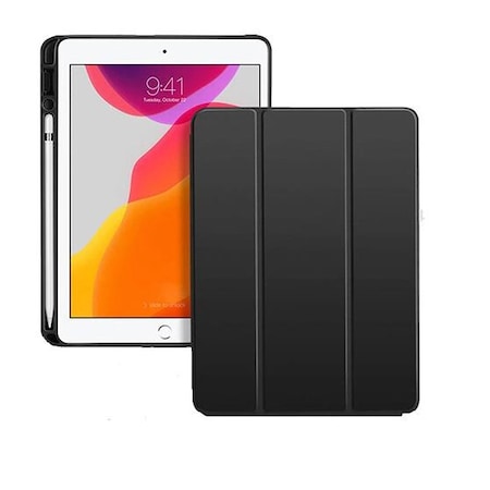OEM Tok, iPad 9 (2021), 10,2" / iPad 8 (2020), 10,2" / iPad 7 (2019), 10,2" / iPad Air 3,10,5" / iPad Pro 10,5" készülékhez , Tolltartóval, Fekete