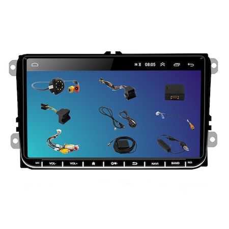 NAVI-IT Navigáció, 9" 2.5D képernyő, 1280 x 720, IPS, Android 9 operációs rendszer, 1 GB RAM, 16 GB ROM, T3 Processzor, Éjjellátó 8 LED-es tolatókamera, Külső mikrofon, Wi-Fi, USB, Külső canbus, VW Passat CC/B7/B6, Golf 5/6, Touran, Skoda, Seat