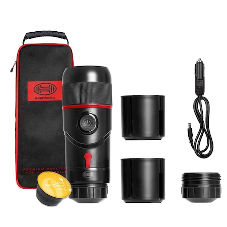 Heyner Germania eszpresszógép, prémium, hordozható, 12 V, fedél, Black Edition Espresso Go modell, 543.01