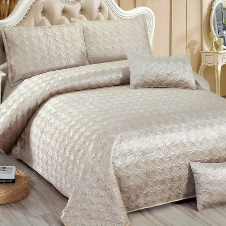 OEM CC11 takaró, 5 db, steppelt, bársony, franciaágyhoz, 220x240 cm, szürke