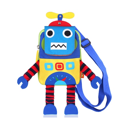 Gyermek iskolatáska, WALALLA, Robot, neoprén/poliészter, 15,5x11x1,5 cm, többszínű