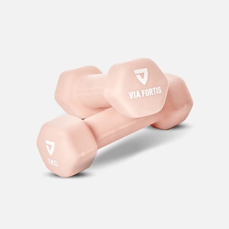VIA FORTIS Dumbbell sĂșlyzĂł kĂ©szlet, 2 db, 2x1 kg, prĂ©mium, öntöttvas neoprĂ©n bevonattal